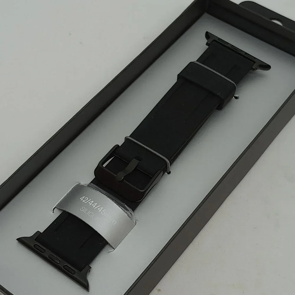 Vince Camuto 22mm Black Silicon Strap Fits Apple Watch 42/44/45mm